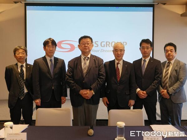 ▲左起台灣古河監察人播木康洋、SBS董事田中康仁、台灣古河董事長近藤浩ㄧ郎、日本古河社長森田真浯、台灣古河董事町田哲也、台灣古河董事德田真也。（圖／記者張佩芬攝）