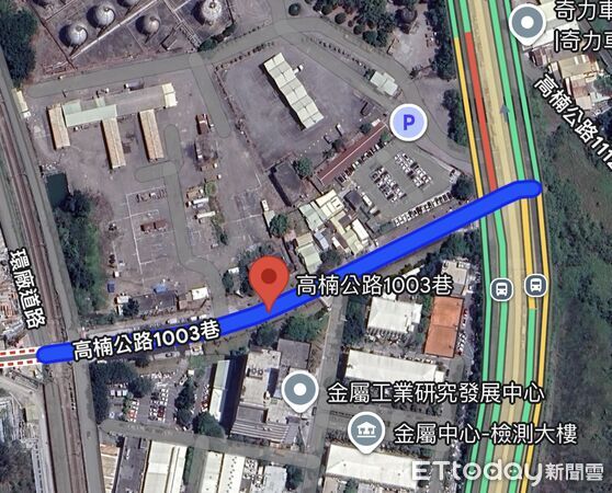 ▲▼靠近高楠公路1003巷的楠梓產業園區東門工地，今日發現未爆彈。（圖／翻攝Google Maps）