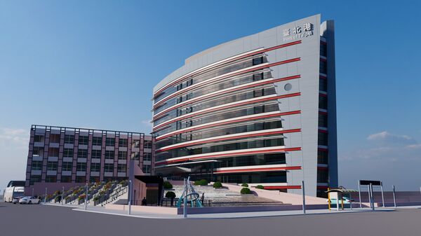 ▲台北港行政大樓外牆立面及景觀整修工程完工模擬圖。（圖／基隆港務分公司）