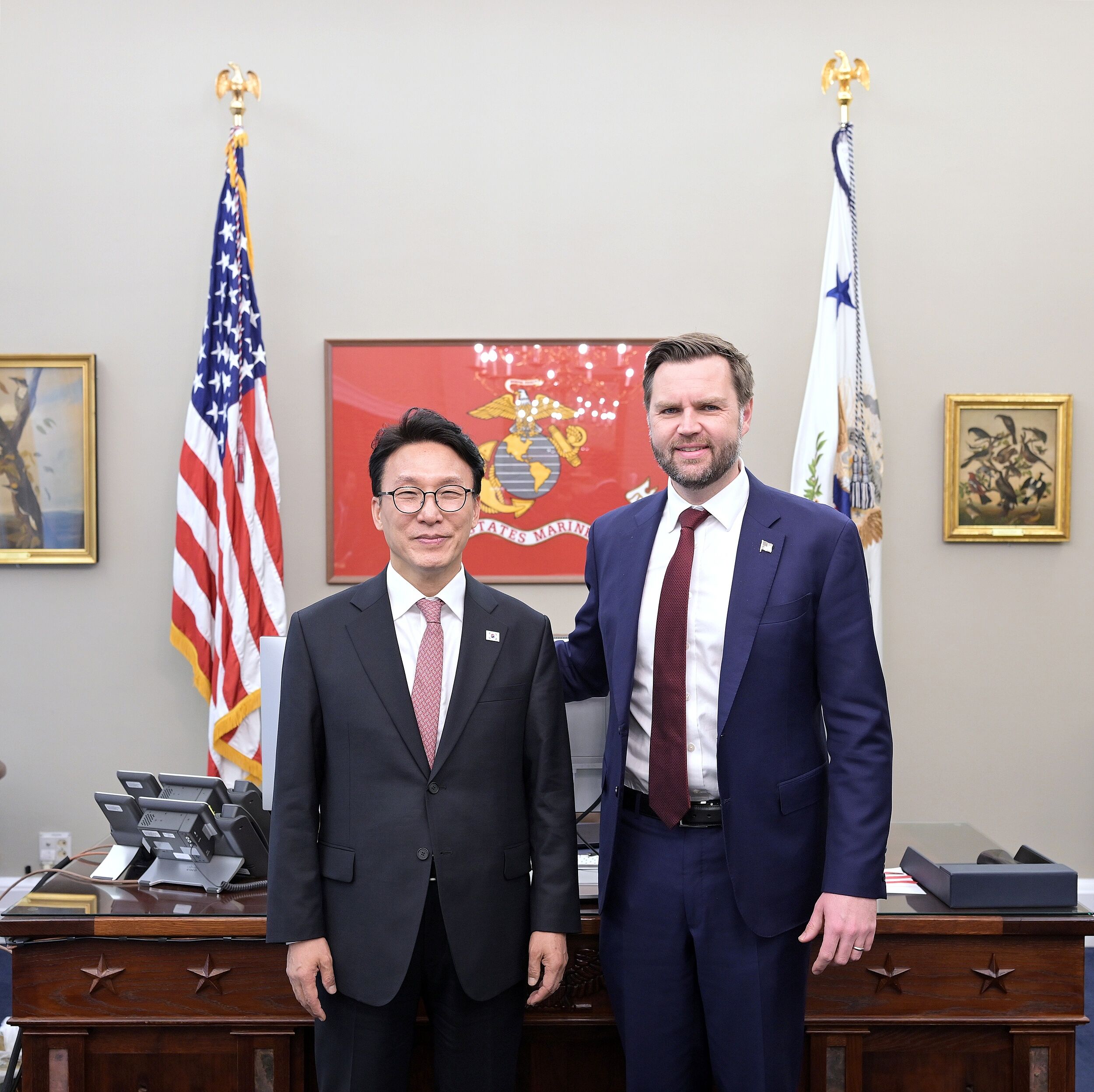 ▲▼南韓國務總理金民錫與美國副總統范斯會面。（圖／VCG）