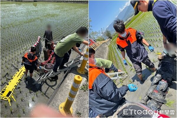 台東池上大橋「電動自行車墜田」!3人擦挫傷、1人疑骨折送醫