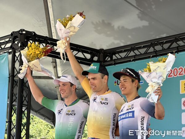 ▲環台賽臺北市站黃衫得主義大利索盧森隊好手拉約維奇（Dusan Rajovic）與綠衫得主澳洲快取隊沃爾什（Liam Walsh）。（圖／記者蔡厚瑄攝）