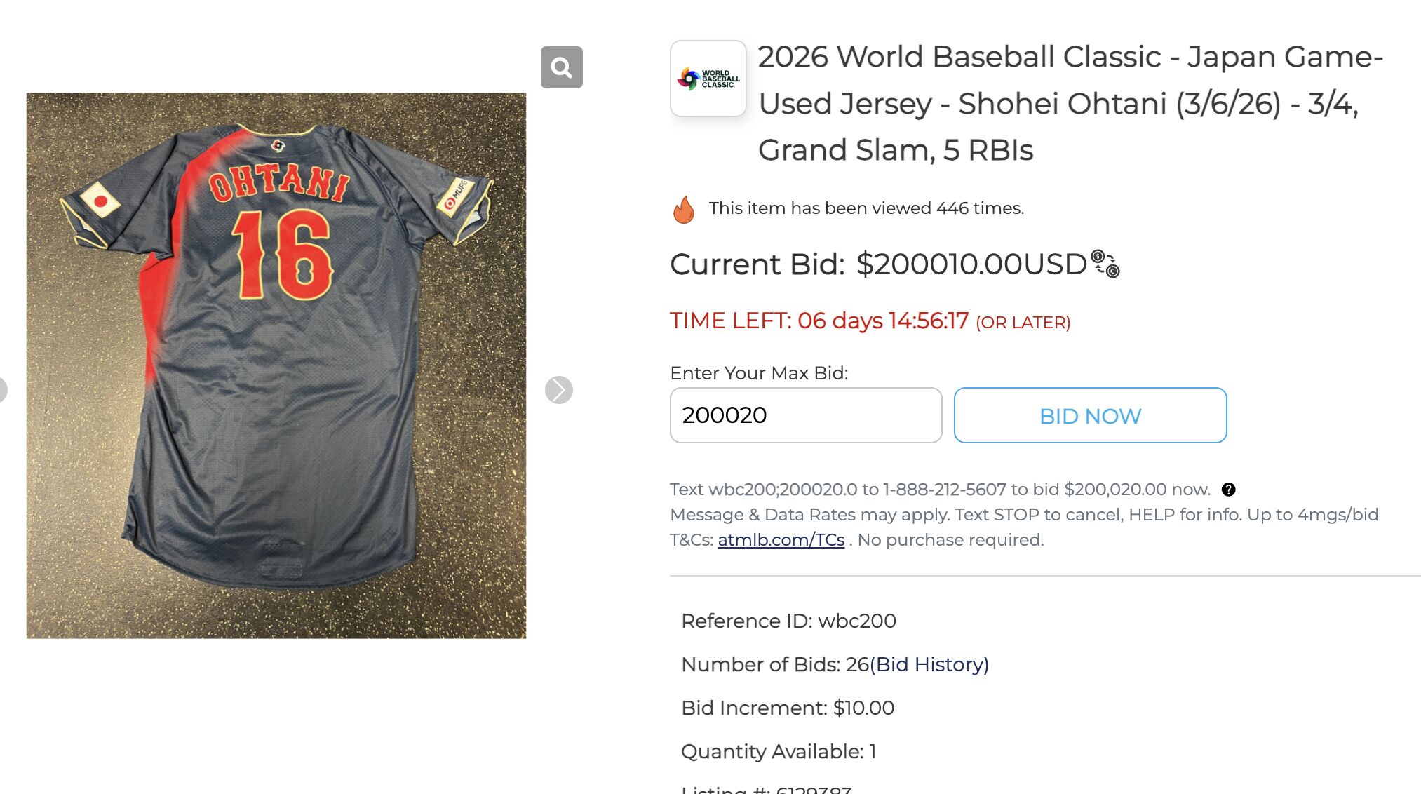 ▲大谷翔平實戰球衣競標。（圖／auctions.mlb.com）