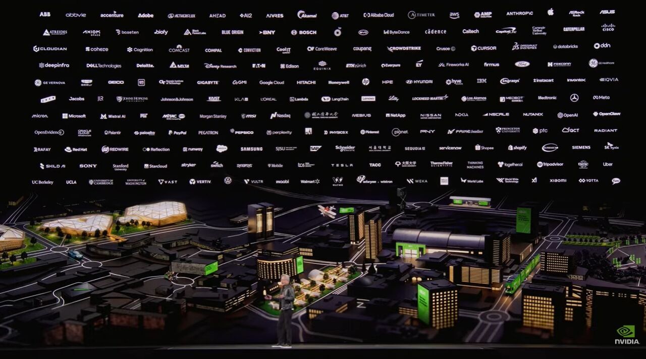 ▲黃仁勳大秀合作夥伴，其中15家台廠出列。（圖／翻攝輝達Youtube）