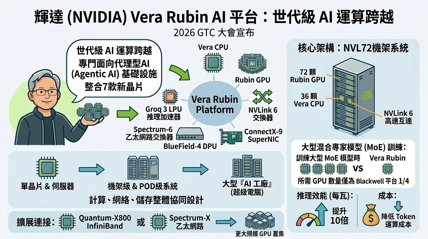 ▲輝達Vera Rubin下半年推出　亮點一次看。（AI協作圖／記者柯沛辰製作，經編輯審核）