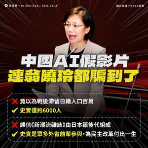 翁曉玲稱日本在台後代百萬人　許淑華：中國AI假影片連藍委都騙到