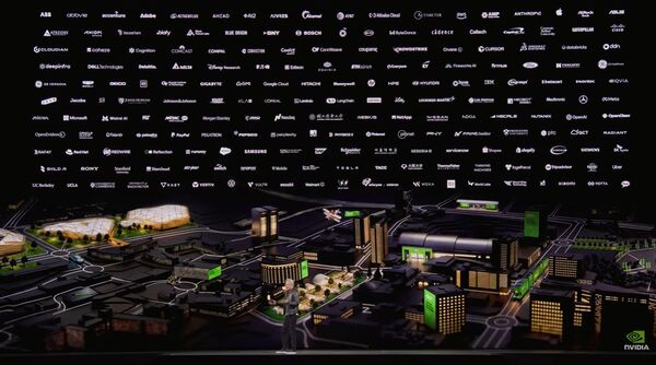 ▲輝達2026年GTC大會，共同創辦人暨執行長黃仁勳大秀合作夥伴，其中15家台廠出列，國立清華大學標示於顯眼位置。（圖／翻攝輝達）