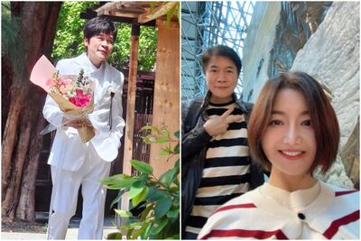 洪榮宏又被傳婚變9年嫩妻！　穿白西裝抱花現身揭真相：一切都好