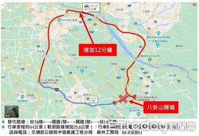 台76線八卦山隧道防災演練3/26登場　2時段各封閉雙向30分鐘