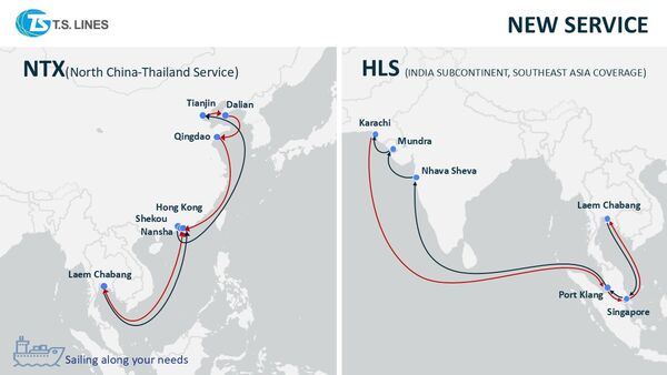 ▲德翔海運推出NTX與HLS（Hercules Service）航線，分別強化北中國至泰國及東南亞至印度、巴基斯坦之運輸連結。（圖／德翔海運提供）