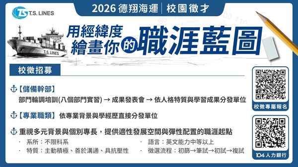 ▲德翔海運啟動2026年度校園徵才計畫，透過校園博覽會與企業說明會吸引青年人才加入航運產業。（圖／德翔海運提供）
