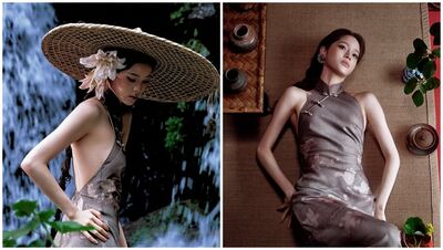 歐陽娜娜「側胸到背後全空」罕見大解放！旗袍包出S腰身  震撼2.3萬人