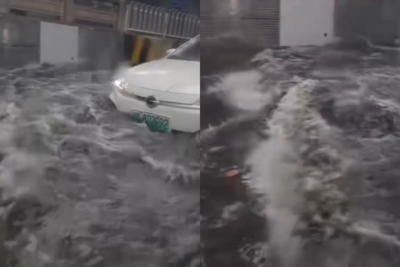 1hr下完整天雨！廣州暴雨「高架橋變高架河」…上班族通勤崩潰