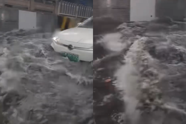 1hr下完整天雨!廣州暴雨「高架橋變高架河」…上班族通勤崩潰