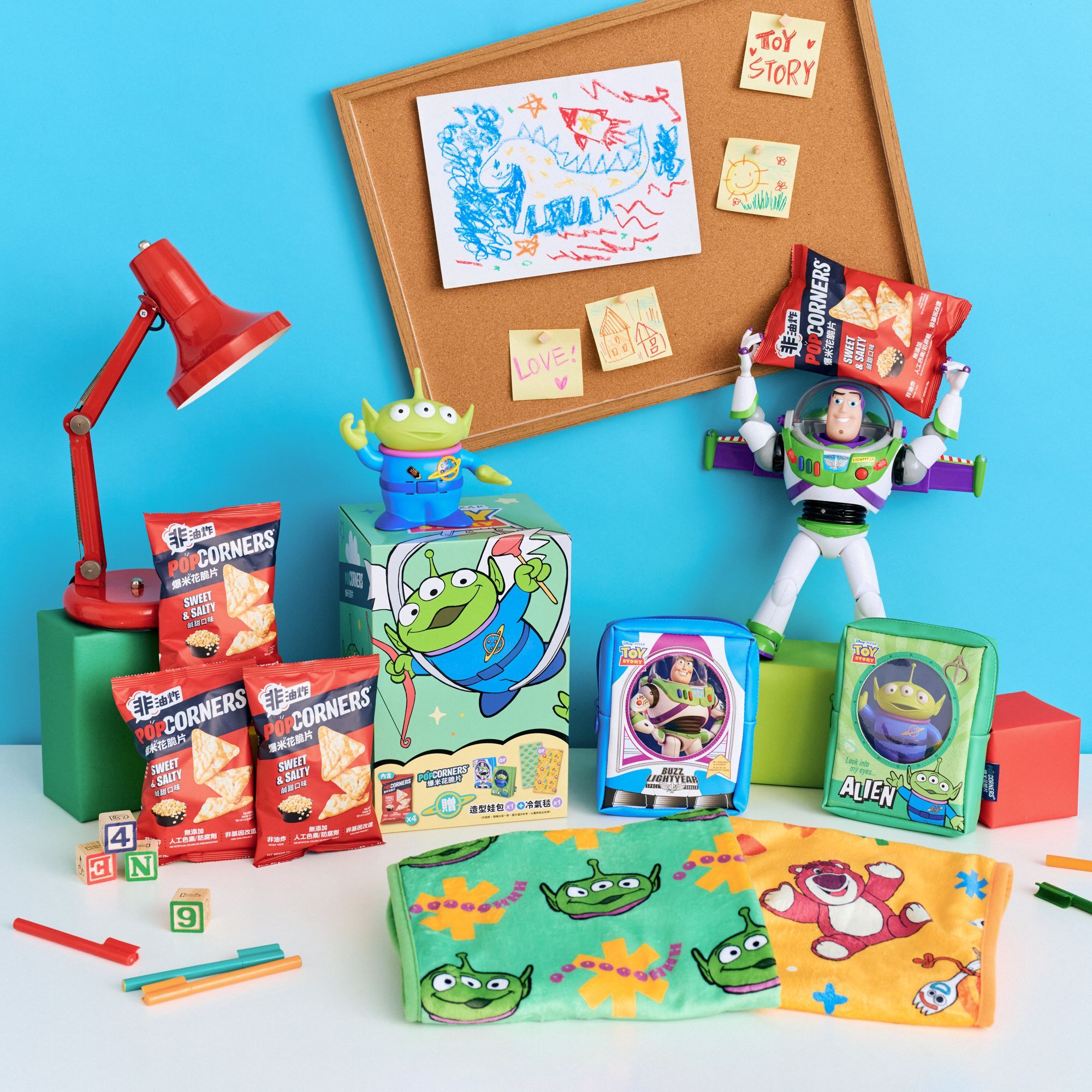 ▲POPCORNERS爆米花脆片推出《玩具總動員》聯名周邊。（圖／品牌提供）