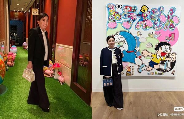 甘比有白色、藍色的Faubourg Birkin小房子包。（翻攝小紅書）