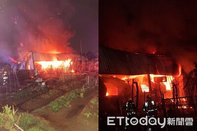 苗栗宮廟起火！堆滿金銀紙助燃鐵皮屋燒到垮了　怪手開挖滅火