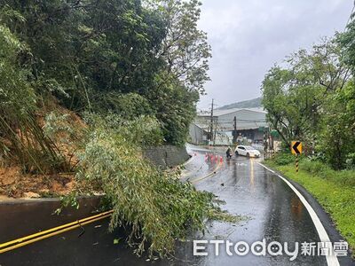 深夜大雨土石滑落擋車道 龜山大坑路單線雙向通車