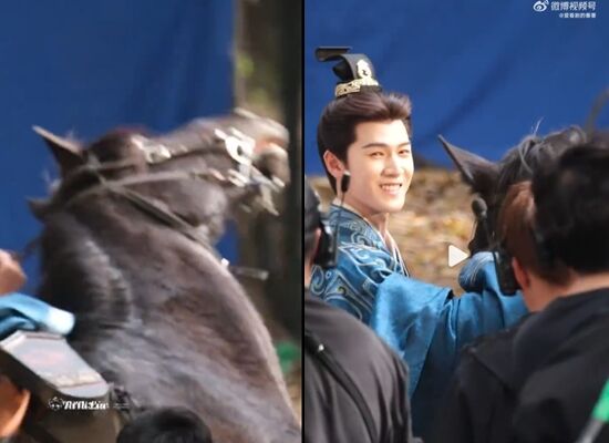 ▲李昀銳拍戲遭馬暴走甩飛。（圖／翻攝自微博）