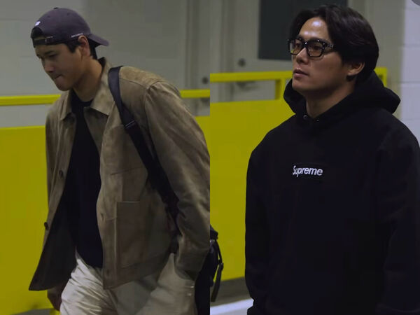 ▲ 大谷翔平反戴黑帽、山本由伸戴上眼鏡亮相，兩人上班路畫面吸睛。             。（圖／取自道奇官方IG）