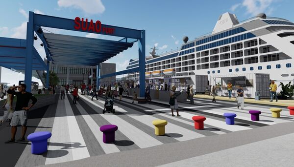 ▲蘇澳港旅客中心周邊景觀工程完工後模擬圖。（圖／基隆港務分公司）