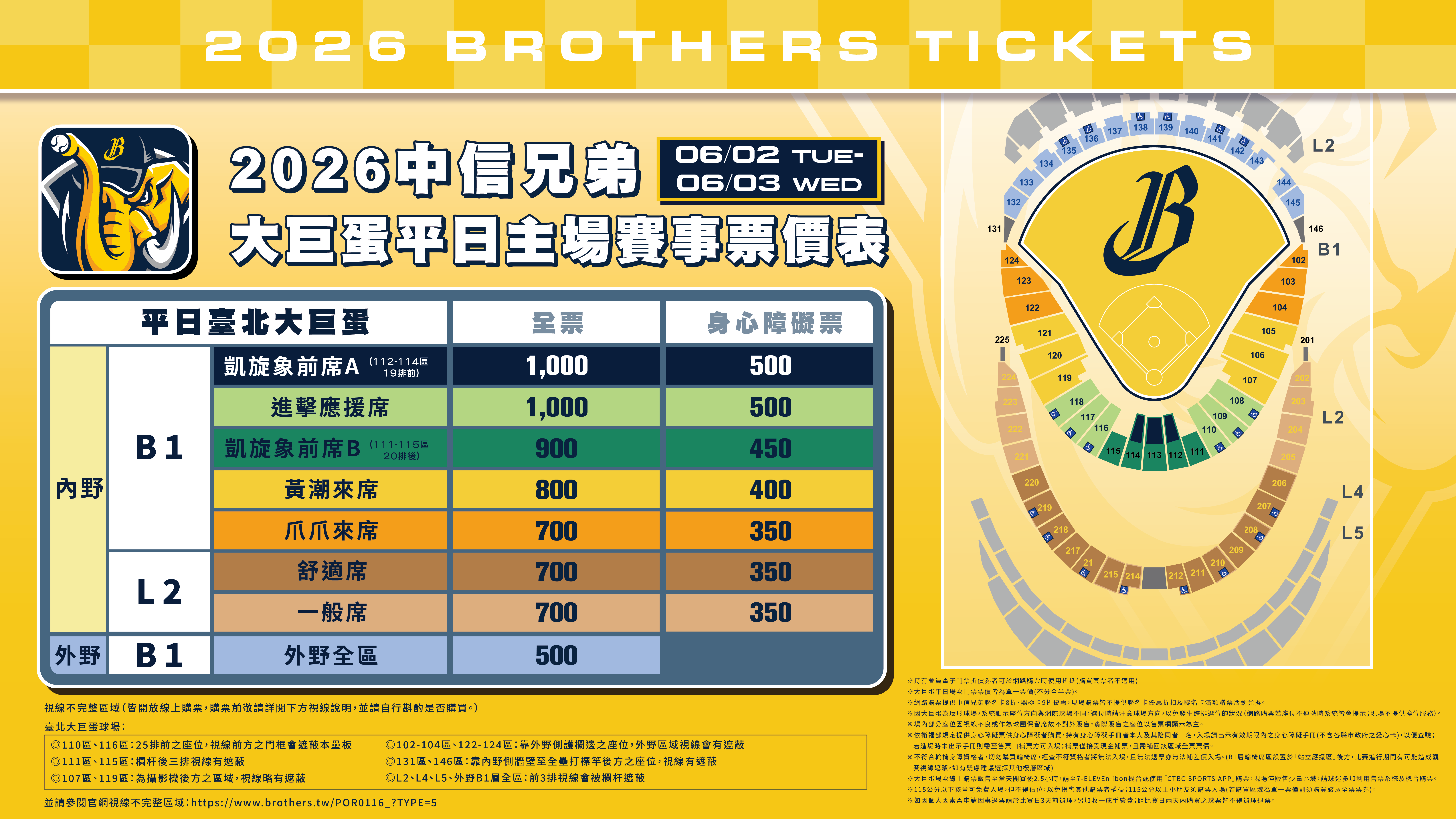 ▲▼中信兄弟大巨蛋主場票價。（圖／中信兄弟提供）