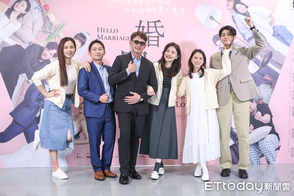 ▲柯叔元、何如芸、周曉涵、蔡昌憲、項婕如、李玉璽出席《婚內失戀》記者會。（圖／記者林敬旻攝）