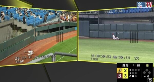 ▲▼   成晉「空氣接殺」         。（圖／截自CPBL.TV）