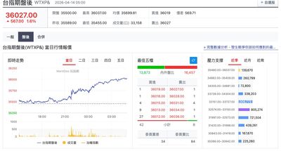 快訊／台指期夜盤破36000大關！　創歷史新高