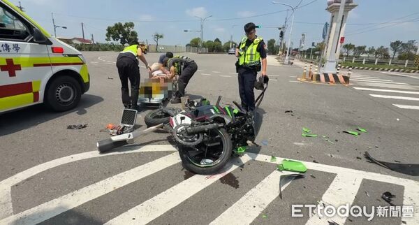 ▲雲林黃牌重機碰撞聯結車，24歲騎士加護病房治療中。（圖／記者游瓊華翻攝，下同）