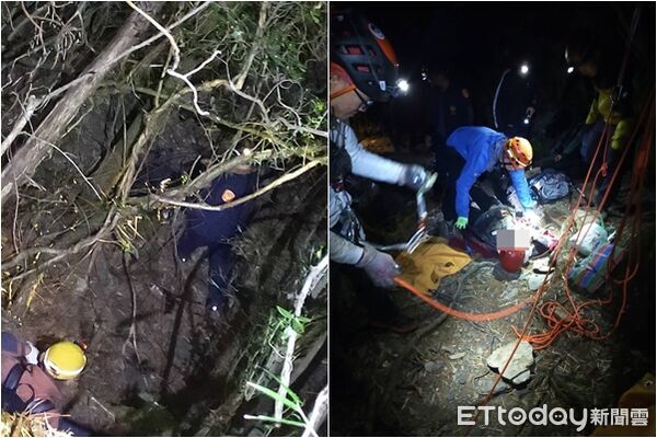 ▲▼嘉義29歲男單攻玉山失足跌落10m深邊坡，警消摸黑入山救援。（圖／記者翁伊森翻攝）