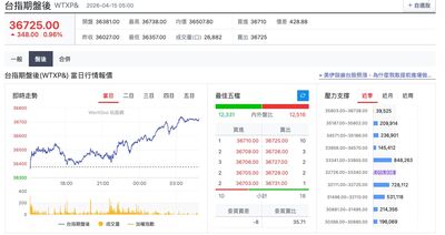 台指期夜盤再收新高　37000點只差一哩路