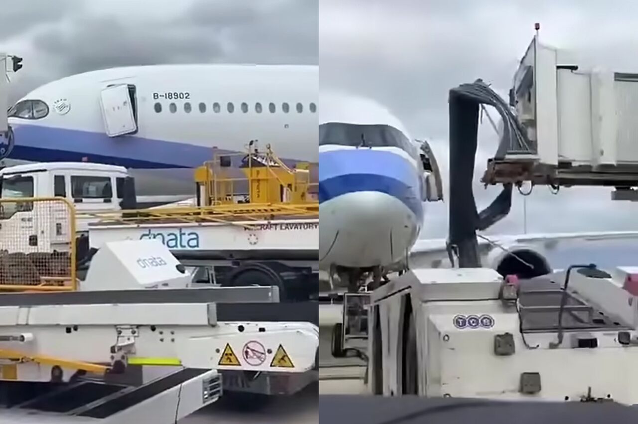 華航出事了!A350遭空橋猛撞「機門整片歪掉」 CI058緊急取消