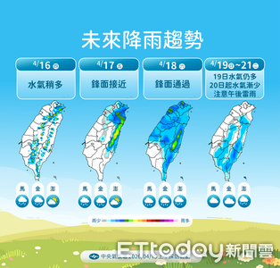 入夜基隆北海岸防較大雨勢　周末連3天水氣增加