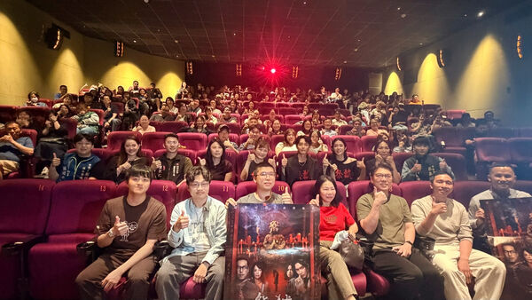 ▲《祭弒》監製曾禎、主演曹佑寧、林思宇回到電影拍攝地基隆出席特映活動。（圖／威視提供）