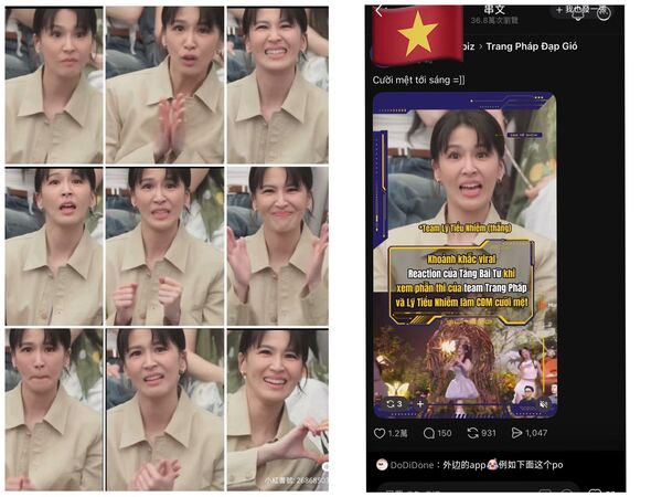 曾沛慈欣賞李小冉組一公舞台〈心願便利貼〉的尷尬表情反應不僅紅爆對岸，甚至連越南都瘋狂轉發，人氣衝到越南去。(微博圖片)