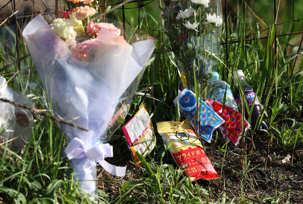 ▲▼11歲男童安達結希遭繼父殺害棄屍京都府南丹市園部町山林，當地民眾前往獻花哀悼。（圖／達志影像／美聯社）