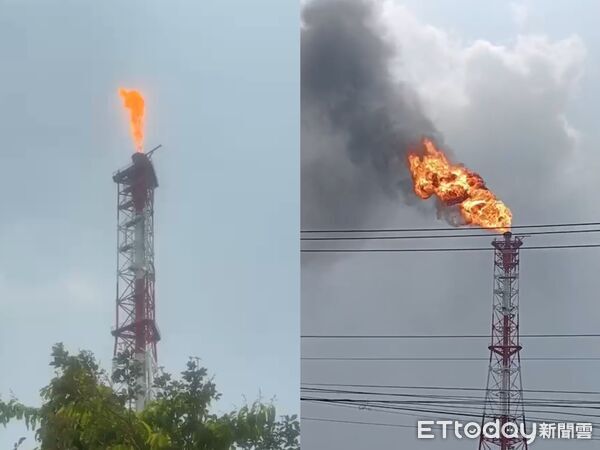 ▲▼ 快訊／高雄林園中油新三輕燃燒塔大火狂竄　民眾嚇壞  。（圖／記者賴文萱翻攝）