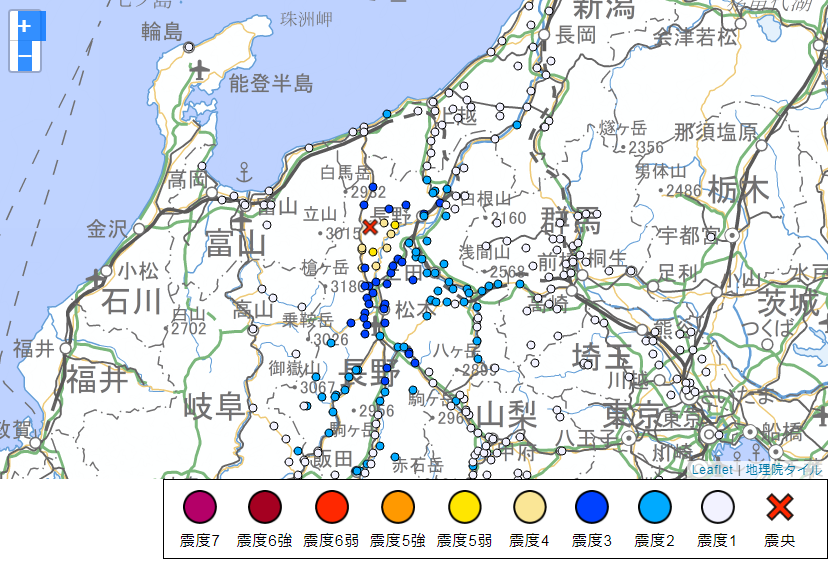 ▲▼日本長野縣北部18日下午再度發生地震。(圖/氣象廳)