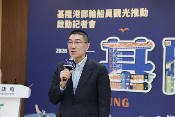 ▲基隆市謝國樑市長於「2026基隆港郵輪船員觀光推動啟動記者會」致詞。（圖／基隆市府提供）
