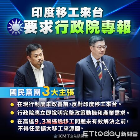 ▲▼國民黨團要求行政院長卓榮泰就印度移工議題進行專案報告   。（圖／國民黨團提供）