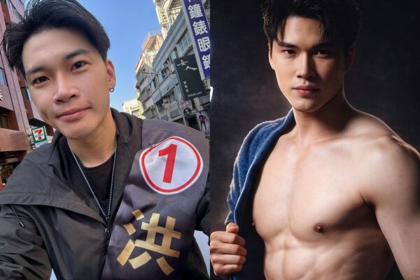 ▲▼里長形象照裸露上身，驚人的身材意外讓他爆紅。（圖／翻攝Threads／洪啟修）