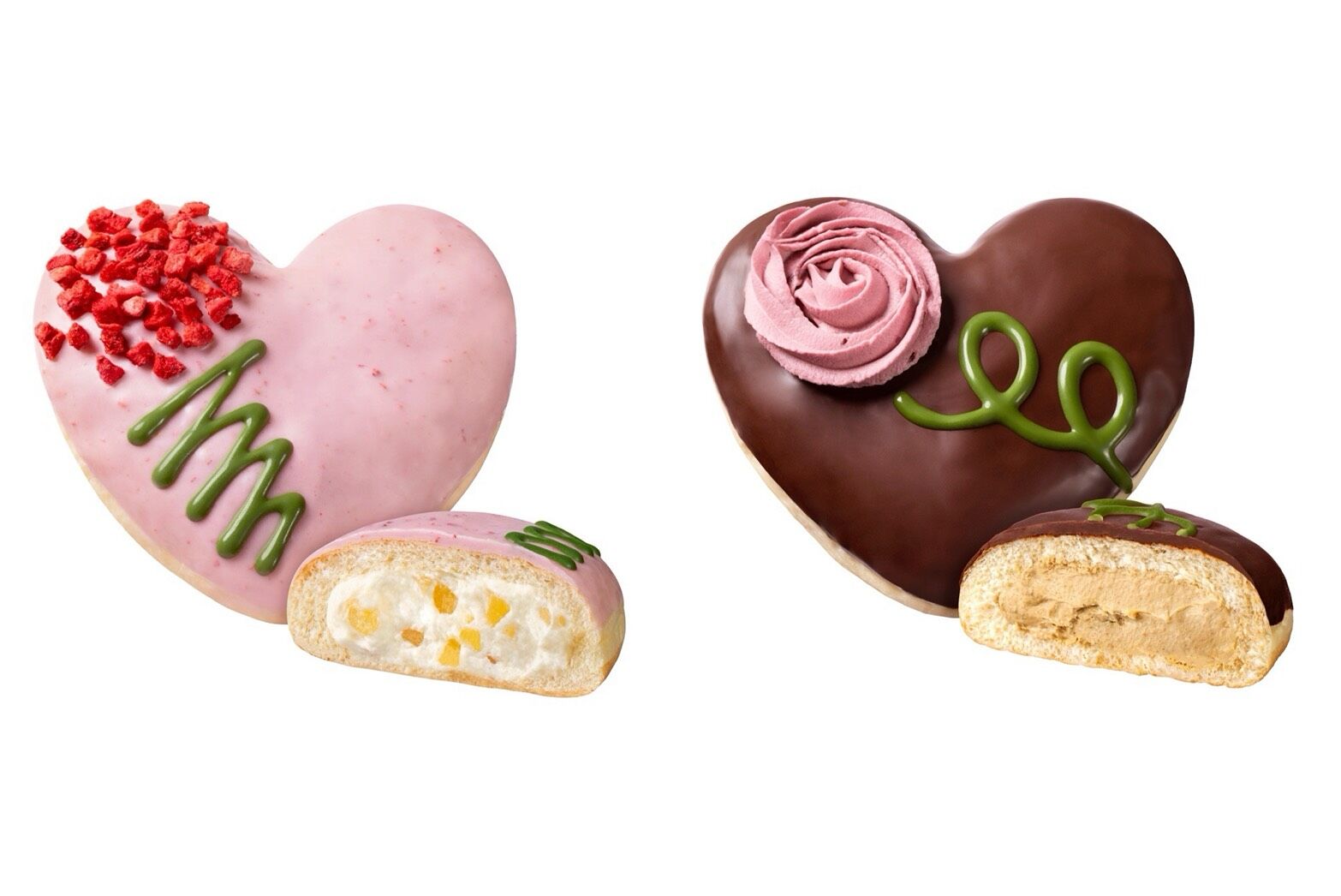 ▲▼Mister Donut推出2款「愛心甜甜圈」迎接母親節，還有2款水果甜派。（圖／Mister Donut提供）