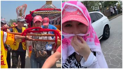 大甲媽遶境「野生曾莞婷護轎」！被認出反應超親民：當人形立牌很久了