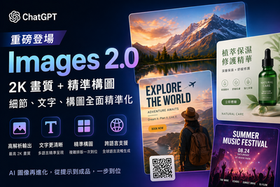 ChatGPT Images 2.0重磅登場　2K畫質＋精準構圖、文字生成全面進化