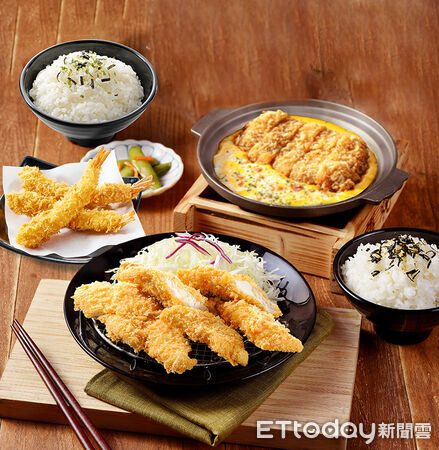 ▲福勝亭「必勝雙享餐」原價658元 特惠價598元，炸雞柳定食與起司豬排丼澎湃組合適合分享。（圖／三商餐飲提供）