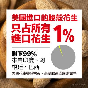 美國花生「僅占進口1%」加工用居多 主要競爭對手非台灣花生