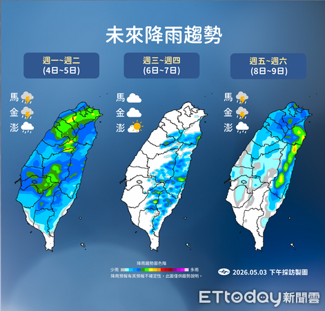 入夜北部降雨機率增　明天明顯降溫全台濕答答