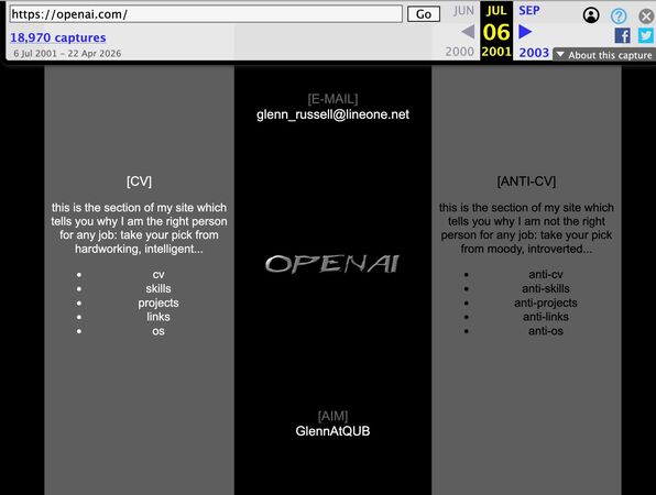 ▲▼網域時光機翻出OpenAI、TikTok「前世」。（圖／X@anniierau）