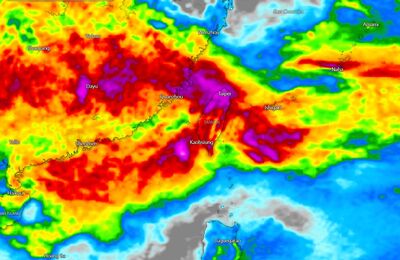 一片紫紅！　「全台雷雨」滯留鋒要來了